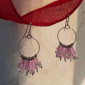 NWOT pink crystal bead pierced earrings